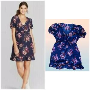 Xhilaration floral print baby doll dress with tiered bottom and puffed sleeve